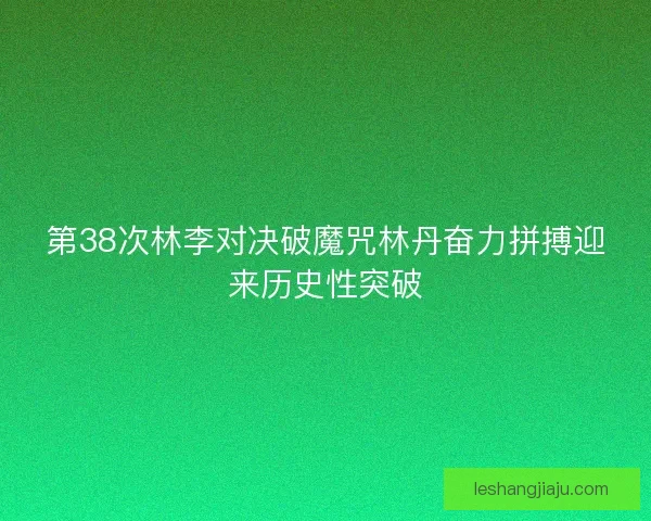第38次林李对决破魔咒林丹奋力拼搏迎来历史性突破