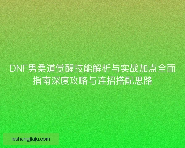 DNF男柔道觉醒技能解析与实战加点全面指南深度攻略与连招搭配思路 DNF男柔道觉醒技能解析与实战加点全面指南深度攻略与连招搭配思路